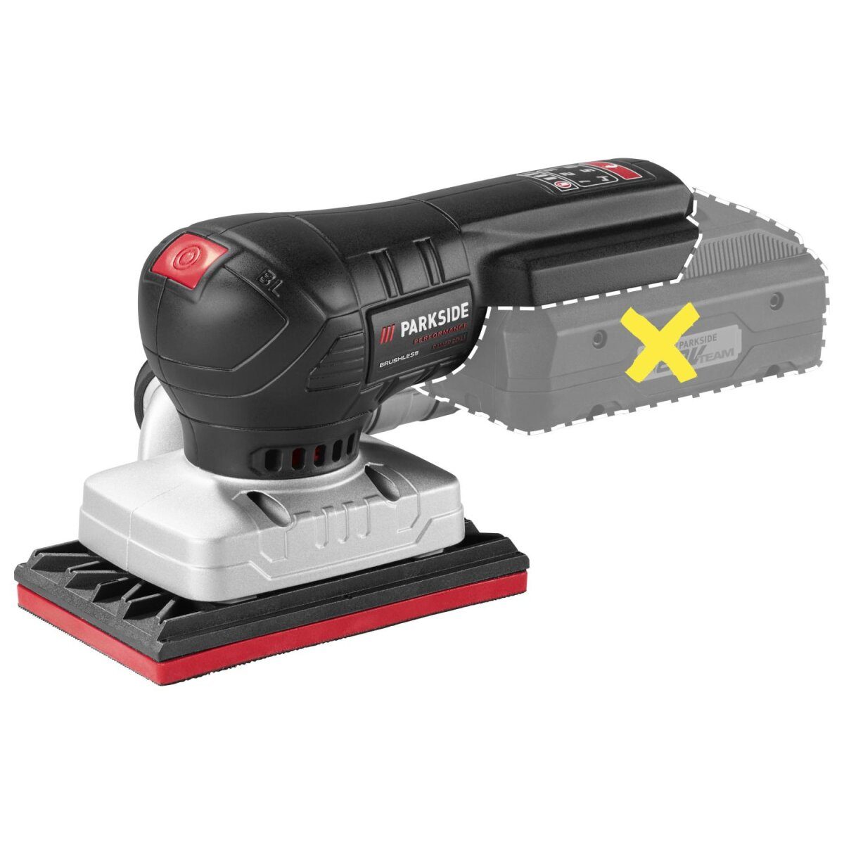 PARKSIDE PERFORMANCE® Akku-Schleifgeräte, 20V Akku-Schwingschleifer PAMPS 20-Li A2, ohne Akku und Ladegerät