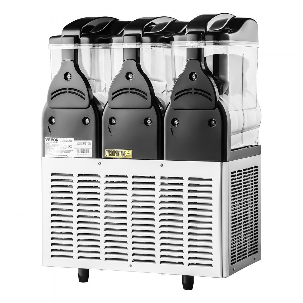 Commercial Slush Ice Machine 45L Slushie Maker with 3 Tanks, Stainless Steel Crushed Ice Machine for 180 Cups Margarita and Smoothies, Ice Slush Machine for Home Catering Cafe Bars