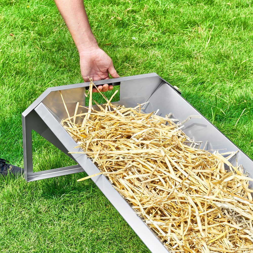 Farm Animal Feeding Trough 114 x 49 x 28 cm Feeding Rack Heavy Duty Steel Hay Rack Galvanized Steel Sheep Feeding Trough for Feeding Horses Sheep Pigsty Feeder