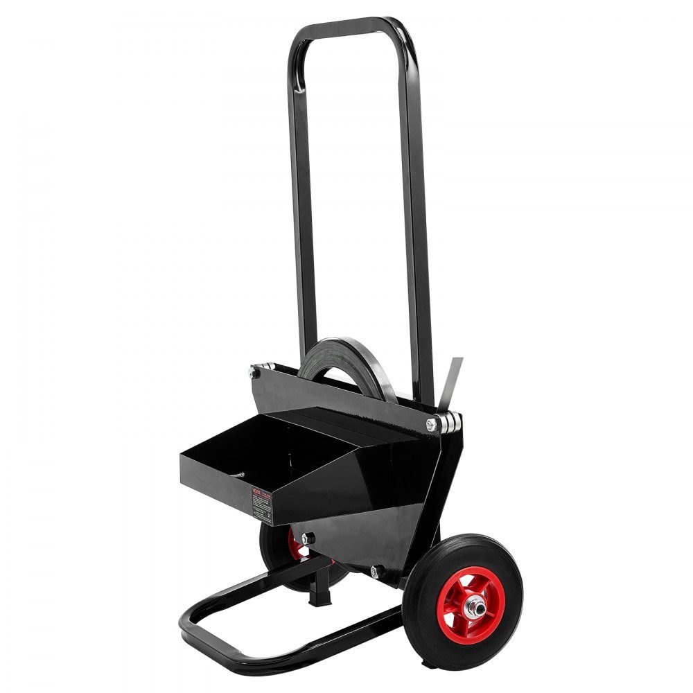 Distributeur, adapté aux bobines de feuillard en acier avec des dimensions extérieures de mandrin de 600 mm, distributeur de cerclage avec roues en caoutchouc, chariot de cerclage, dispositif de cerclage, adapté à l'usine, à l'entrepôt, à la zone de charg