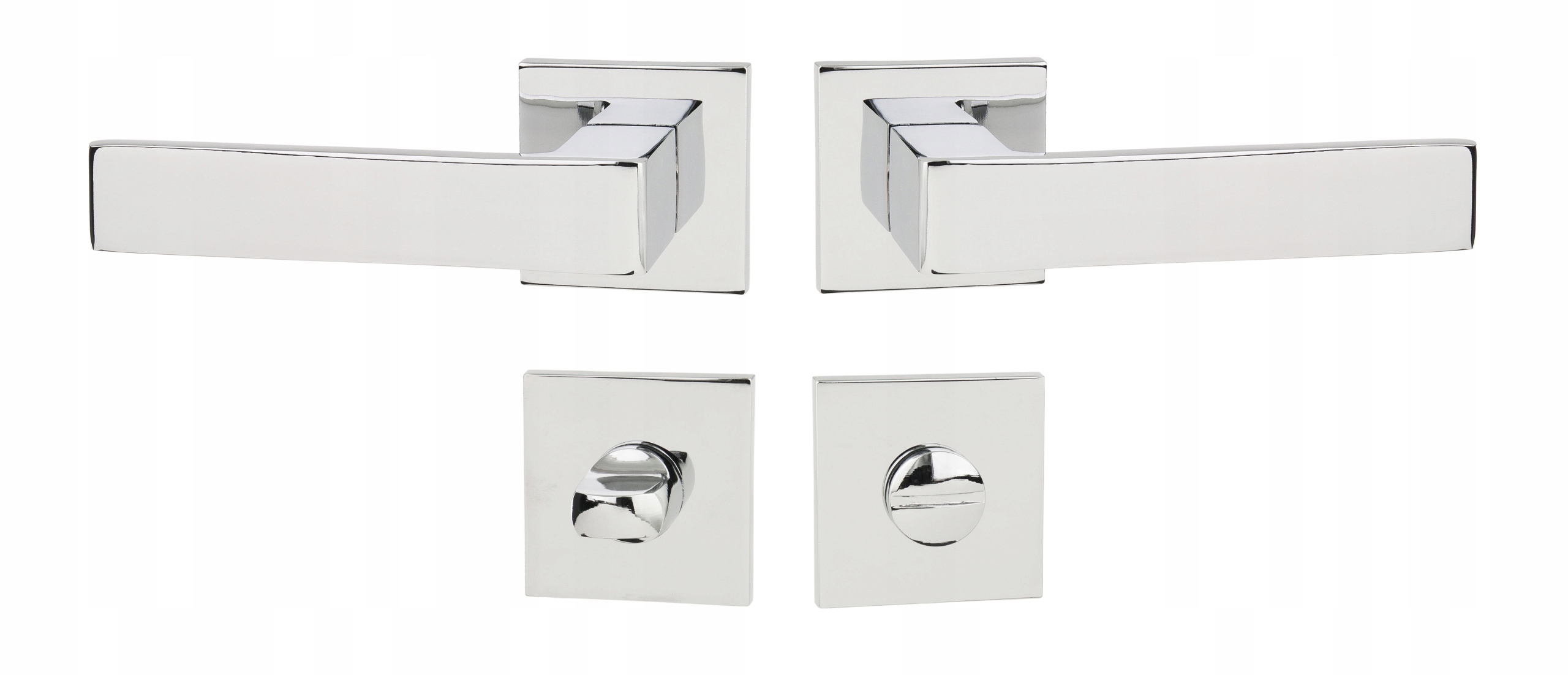 Poignée de porte intérieure avec ferme-toilette, jeu de poignées, poignée de porte, ferrure de porte, jeu de poignées de porte, chrome brillant Poignée de porte intérieure avec ferme-toilette, jeu de poignées, poignée de porte, ferrure de porte, jeu de poignées de porte, chrome brillant