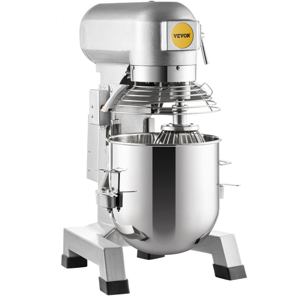 Kneading machine food processor, 14L bowl capacity kneading machine, 3-speed whisk, dough hook, wire rope, stainless steel bowl dough machine 500W, silver food processor timer function