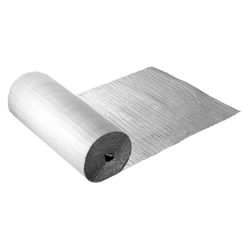 Isolierfolie, Isolierfolie mit Luftpolstern, 6 mm, 122 cm x 30,48 m, Aluminiumfolie, weiße PE-Folie, wärmereflektierender Schutz, Wärmedämmrolle für Garagentore, Fenster, Wohnmobildächer