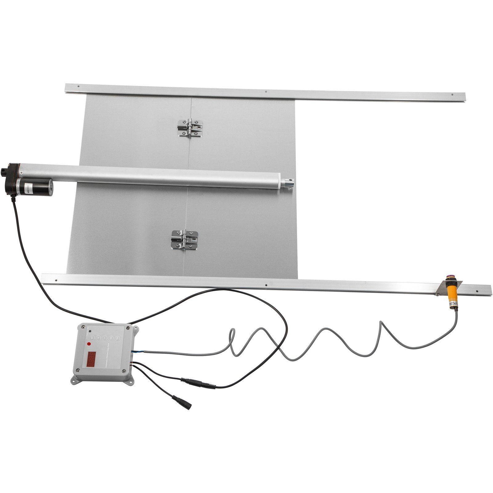 Automatic Chicken Flap Aluminum Alloy ABS Chicken Door with Slider 66W Chicken Gate Guard 30x30cm Door Opener with Light Sensor Timer Ideal for Outdoor/Indoor Chicken Coop
