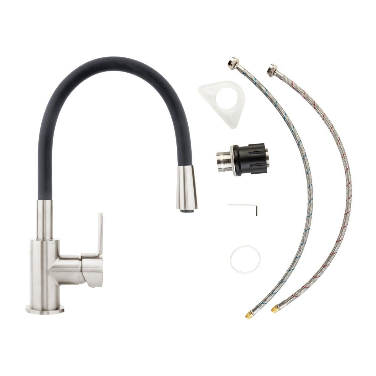 LIVARNO Home Robinet de cuisine, avec bec flexible, noir