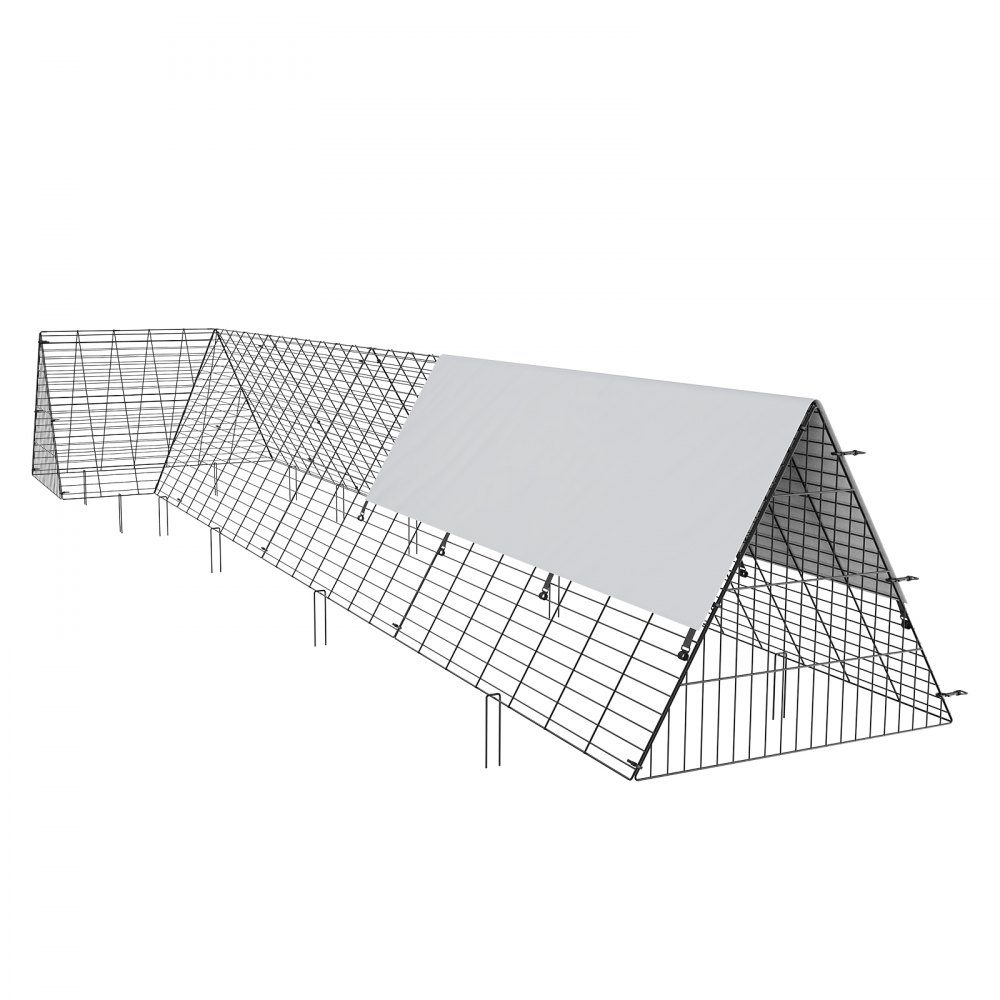 Chicken Tunnel 400 x 100 x 61.5cm (L x W x H) Yard Chicken Cage Portable Outdoor Chicken Tunnel with Corner Frame Chicken Coop Enclosure Suitable for Chickens Ducks Rabbits