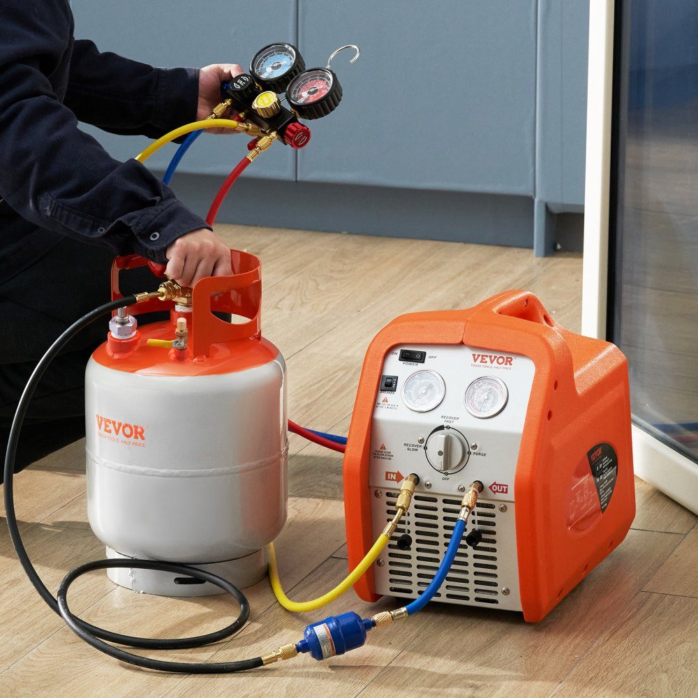 Koudemiddelopvangtank met een capaciteit van 30 lb, AC-opvangtank met ¼ tot ½ adapter, HVAC-opvangtank voor alle koudemiddelen, met sporen van N₂
