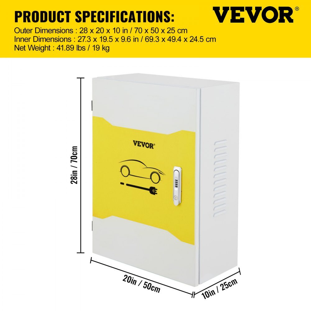 Tesla-Ladestationsbox, 70 x 50 x 25 cm, Outdoor-Kabelbox, Ladebox, Kabel-Organizer, IP32, wasserdicht, staubdicht, Cool Roll Steel, elektrische Gehäusebox für Tesla-Wandanschluss