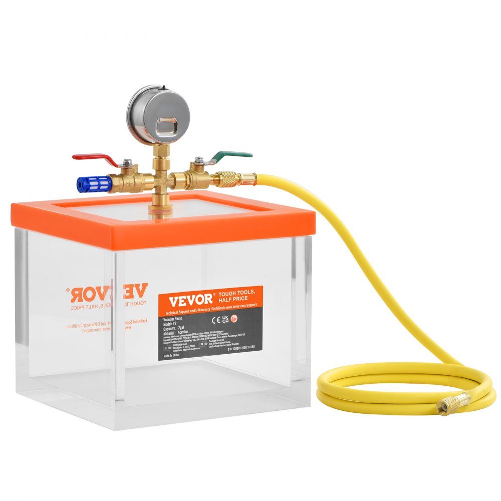 7.57L Vacuum Chamber, Improved Multi-Purpose Acrylic Vacuum Degassing Chamber, Transparent Vacuum Chamber, for Resin Degassing, Silica Gel Degassing, Gypsum Degassing and Vacuum Extraction