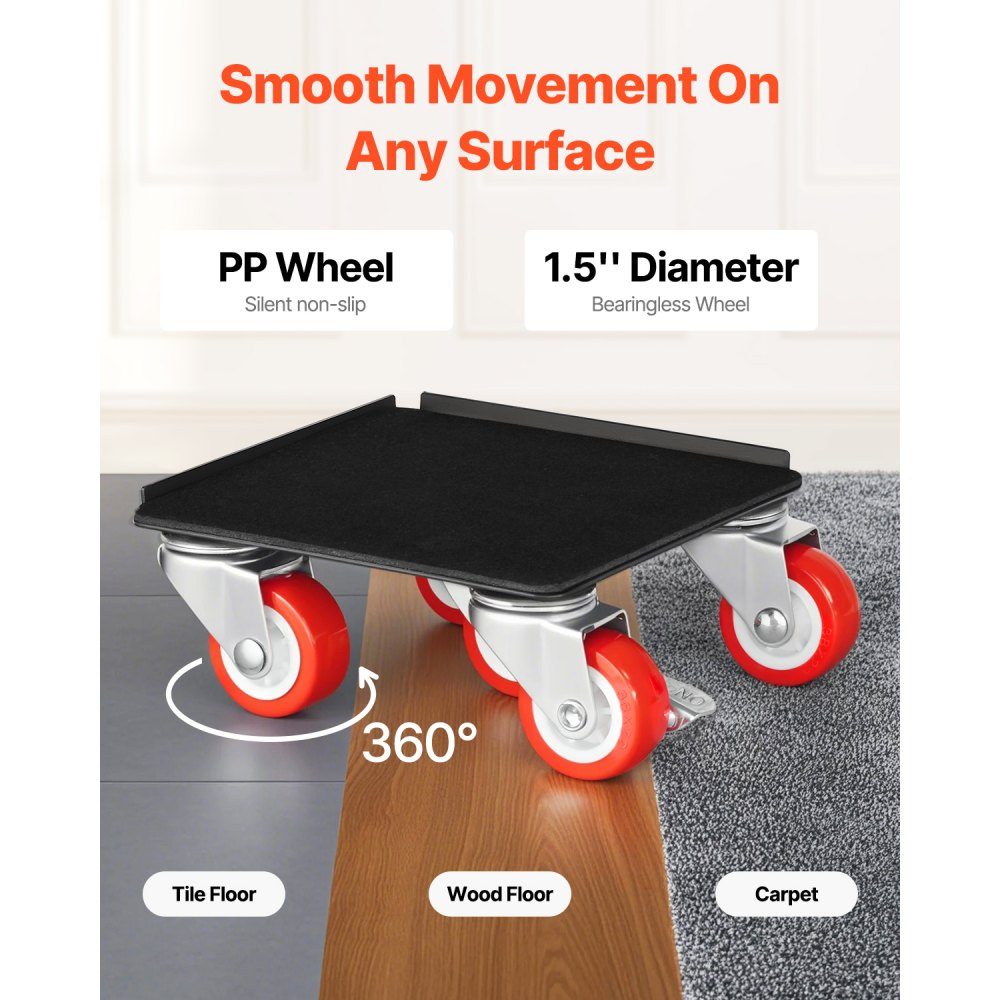 Furniture Trolley Max Load 544kg Heavy Duty Furniture Transporter with 5 x 360° Rotating Wheels Furniture Roll Furniture Lifting Pushing Tool Set for Household Appliances Sofa Refrigerator Washing Machine