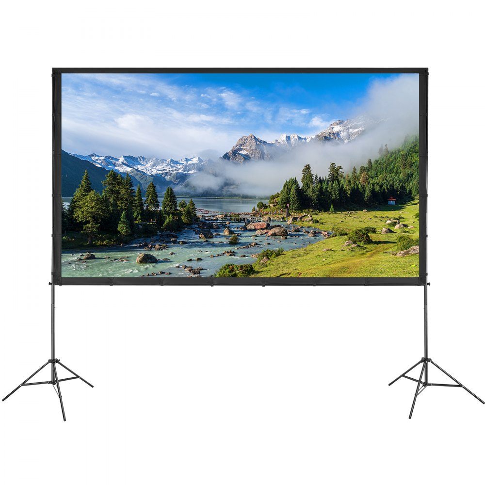 Projection Projector Screen with Stand, 120" HD 4K Outdoor Indoor Projector Screen, Quick Fold Portable Movie Screen 16:9 for Home Theater, Camping and Casual Events, Black