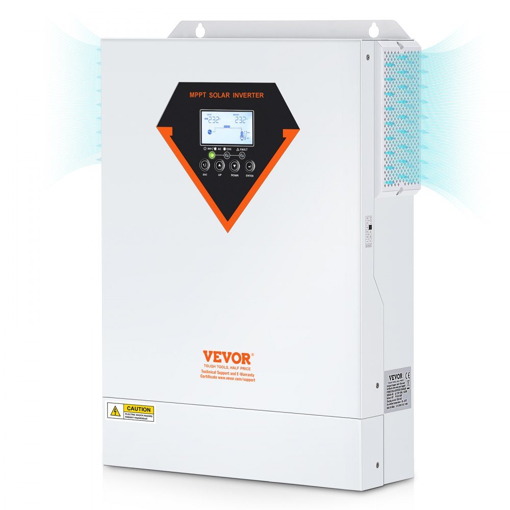 2 in 1 Hybrid Solar Inverter 5500W Solar Inverter 11000 VA Pure Sine Wave MPPT LCD Display 3 Charging Modes (Solar Charge, Grid Charge, Hybrid Charge) and 4 Output Modes (UTL, SOL, SBU, SUB)