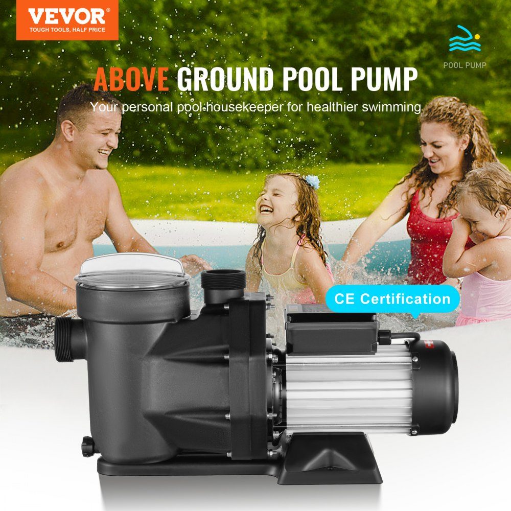 Pompe de Piscine Hors Sol 2HP, 220V-240V, 1450/2860RPM, Pompe Double Vitesse, 1800W, Débit Maximum 33000L/H, Pompe Puissante, Pompe de Piscine à Économie d'énergie pour Piscines Hors Sol, Certification CE