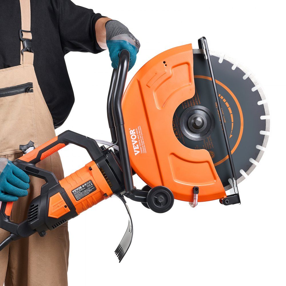 Electric Concrete Saw 406mm Heavy Duty Circular Saw 2800W Cutting Depth 152mm Wet/Dry Disc Saw with Water Pipe Water Pump Saw Blade for Stone and Brick