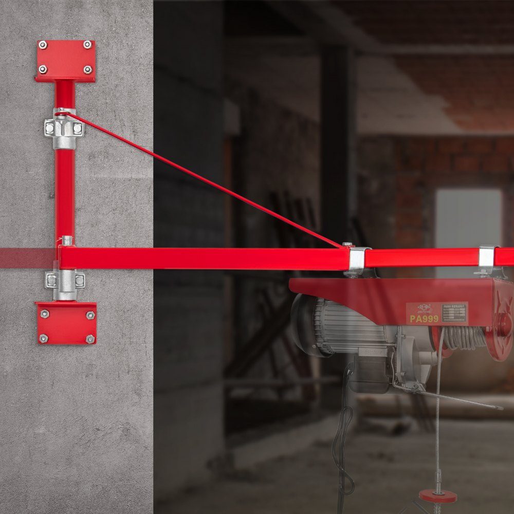 Electric Lift Support Arm 600kg Load Capacity Lift Bracket Swivel Arm with Rod Steel Lift Frame 180° Rotating Scaffolding Lift Arm Winch Lifting Arm for Workshop Garage