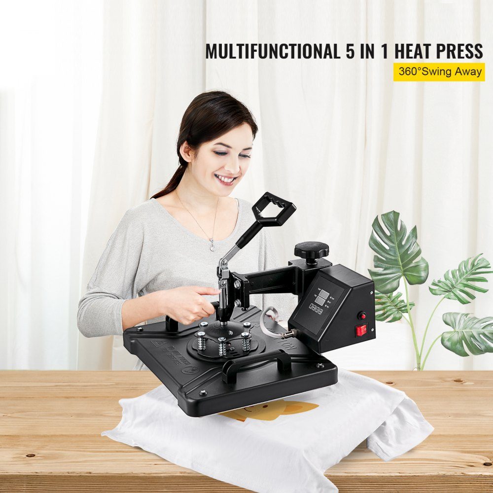 Heat Press 5 in 1 Heat Press Machine 38 x 30cm T-Shirt Press Machine Heat Press Machine DIY Heat Press with Digital LED Temperature and Time Control