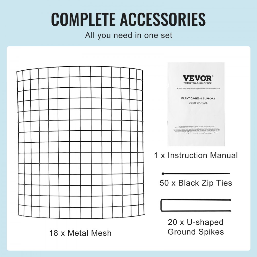 Pack of 6 Plant Protection from Animals, 32cm Diameter x 35cm Height, Chicken Wire Plant Protection, Plant Cages for Outdoor Plants, Flowers and Vegetables, Keeps Rabbits, Chickens and Squirrels Away, 18 Piece Metal Mesh Pack of 6 Plant Protection from Animals, 32cm Diameter x 35cm Height, Chicken Wire Plant Protection, Plant Cages for Outdoor Plants, Flowers and Vegetables, Keeps Rabbits, Chickens and Squirrels Away, 18 Piece Metal Mesh