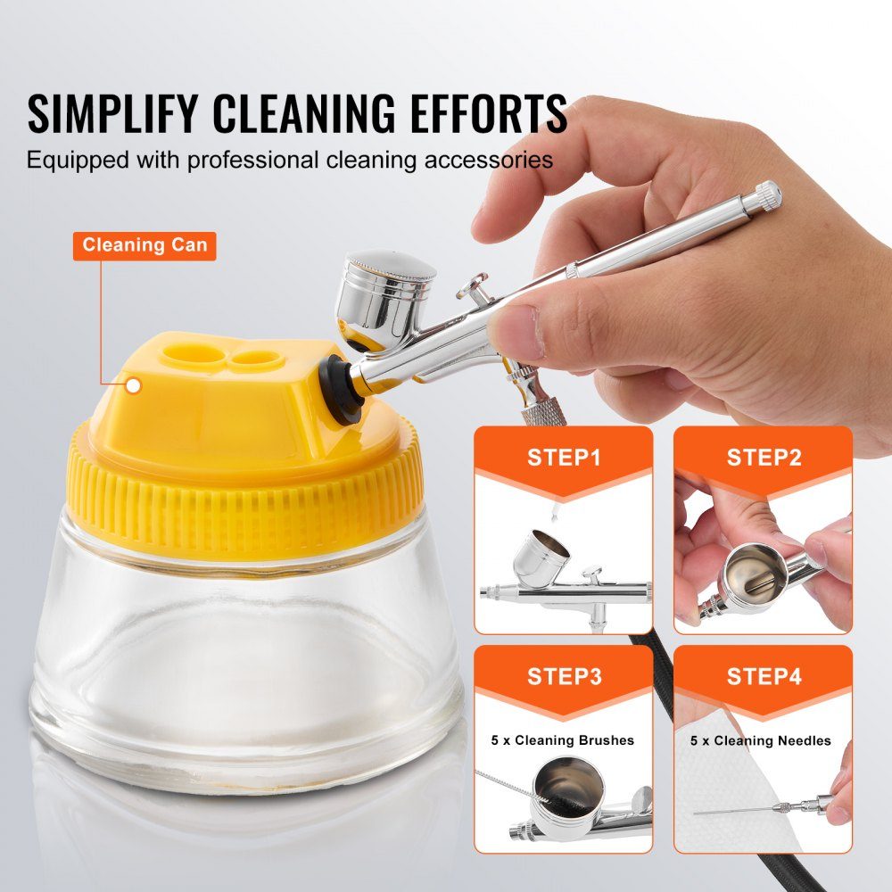 Airbrush-set, luchtcompressor met dubbele ventilator, professionele airbrush-systeemset met 3 airbrushes, houder, verfmengwiel, reinigingsborstelset, airbrush-set voor kunst, nagels, koekjes, make-up, K