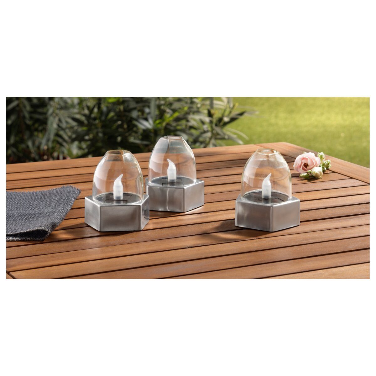 LIVARNO home LED Solarleuchten / Tischleuchten, 3 Stück (Solar LED Lampe 3er Set)
