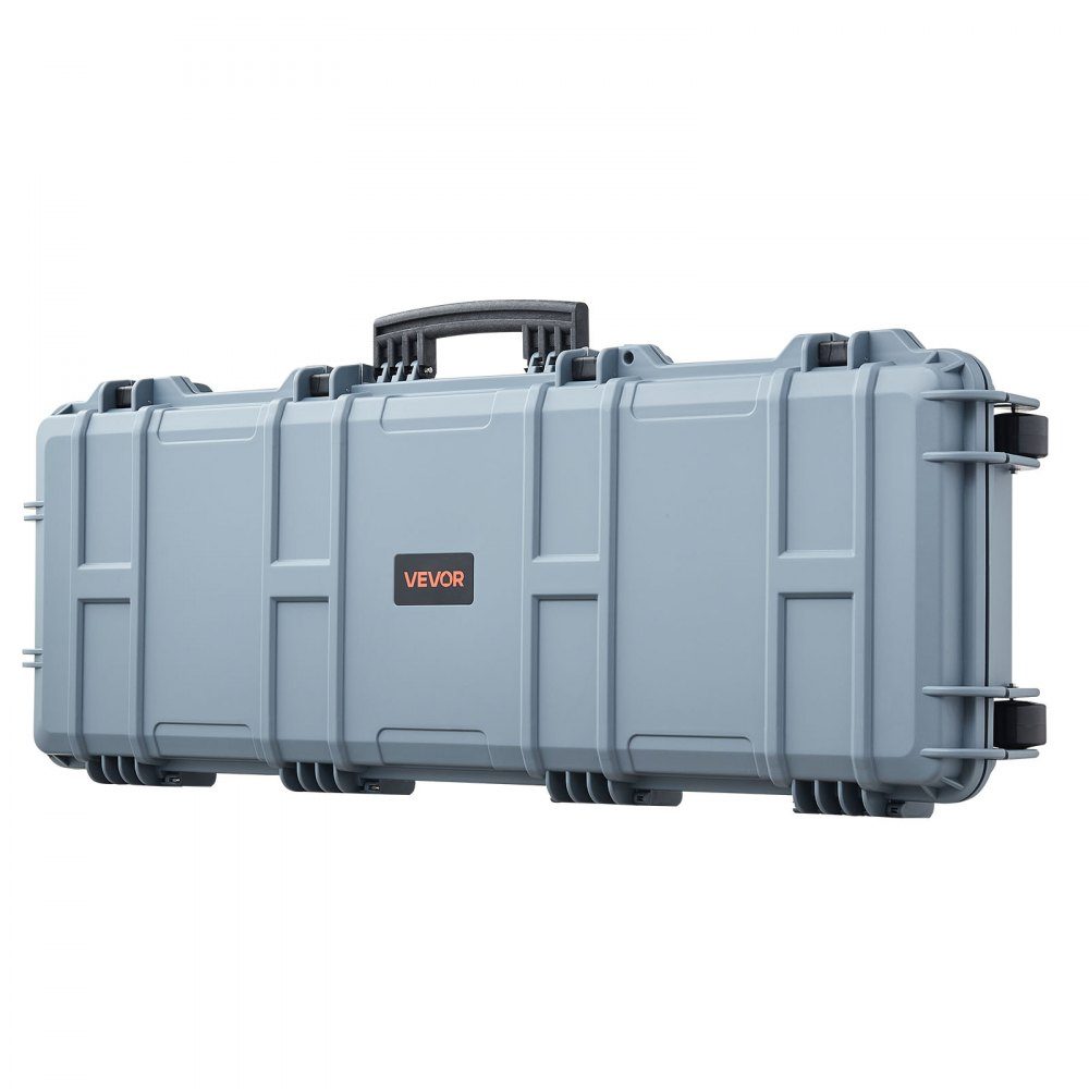 Waffenkoffer mit Hartschale für Langwaffen, abschließbarer Waffenkoffer mit vorgeschnittenem Schaumstoff, Langwaffenkoffer, Waffenaufbewahrung, rollbar, IP67 wasserdicht, 108,9 x 39,2 x 15,5 cm grau