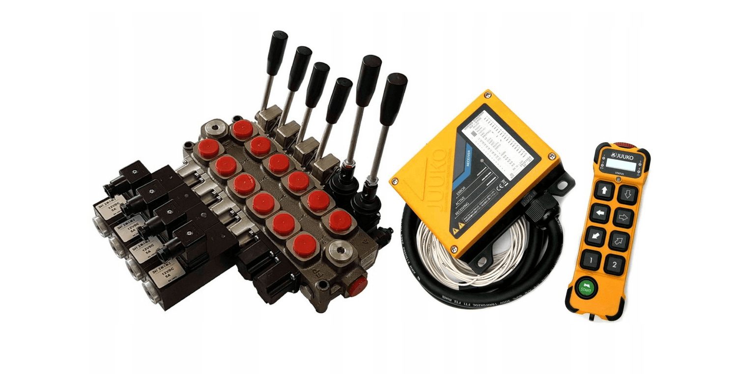DISTRIBUTEUR HYDRAULIQUE 6 PIÈCES + COMMANDE JUUKO AVEC ENSEMBLE DE TÉLÉCOMMANDE