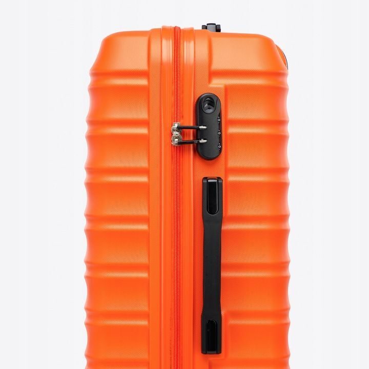 Großer Premium-Koffer Reisekoffer ABS-Kunststoff 96l mit orangefarbenen Rippen
