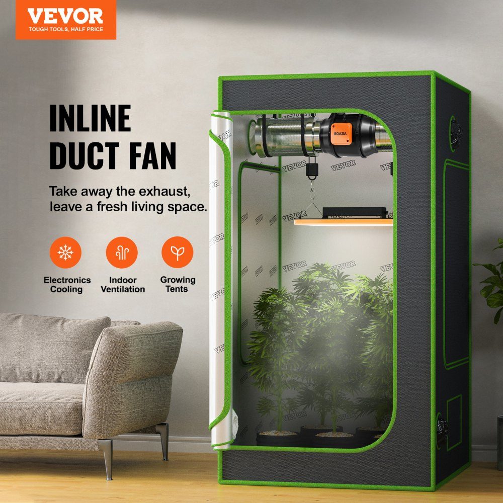 Inline-Kanalventilator, 60 W, Rauchabzug, Inline-Kanalventilator mit variablem Geschwindigkeitsregler, leiser Abluftventilator mit Wechselstrommotor für Kühlverstärker, Wachstumszelte, Hydrokultur