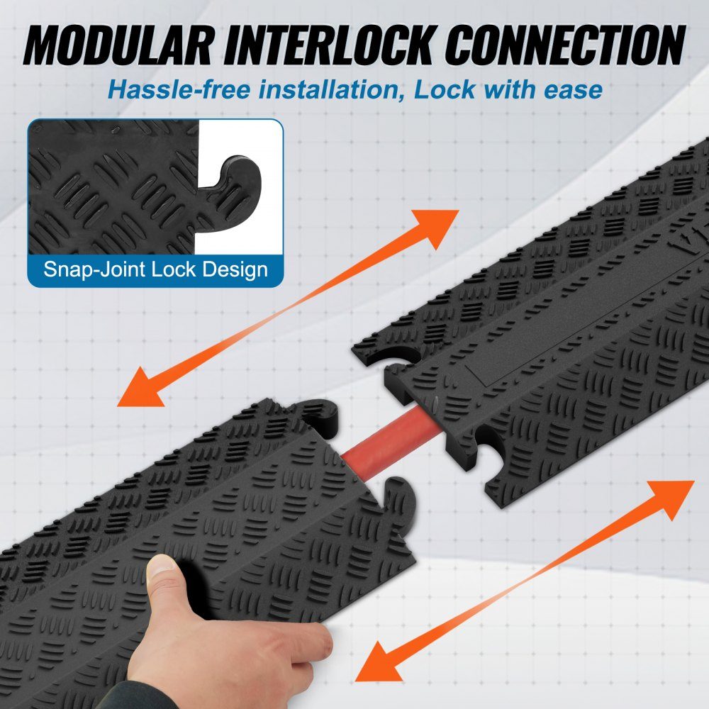Paquet de 2 ralentisseurs 100x13x2cm, protection de câble de 2000lb, rampe de protection contre les chutes sur le couvercle de câble – Réf. HT-23242