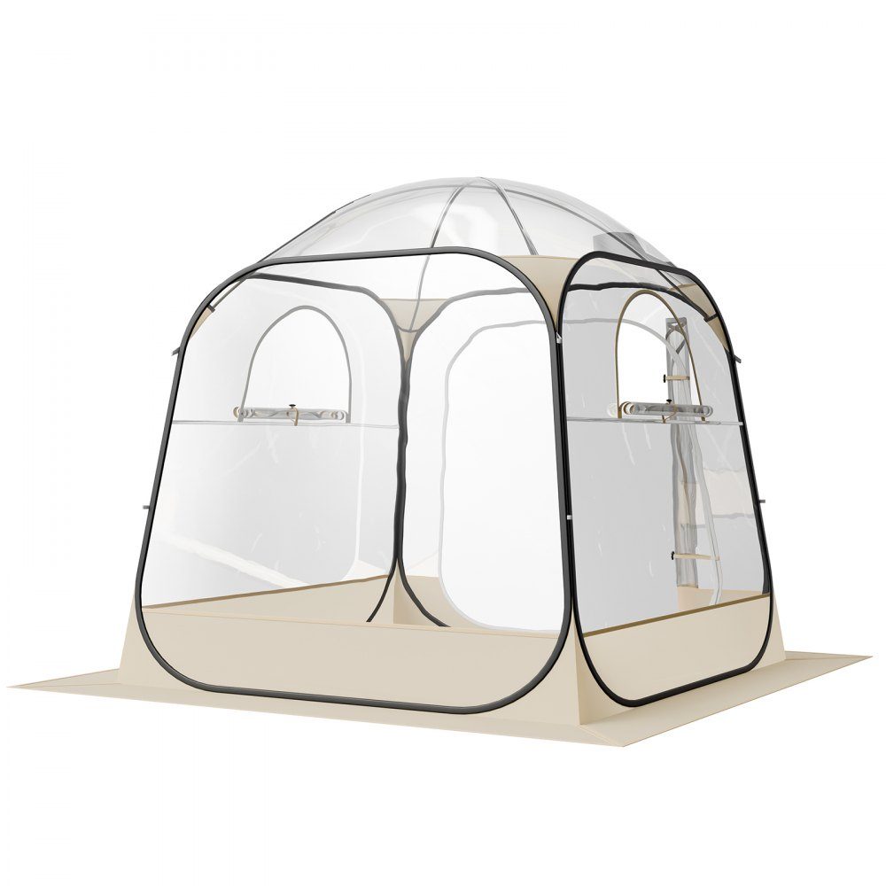 Transparentes Zelt, 183 x 183 x 195 cm, Pop-Up-Zelt für 5–6 Personen, Sportzelt mit Bodenmatte und oberer Abdeckung, Outdoor-Blasenzelt, Camping-Unterstand für Veranstaltungen, Angeln, Jubeln