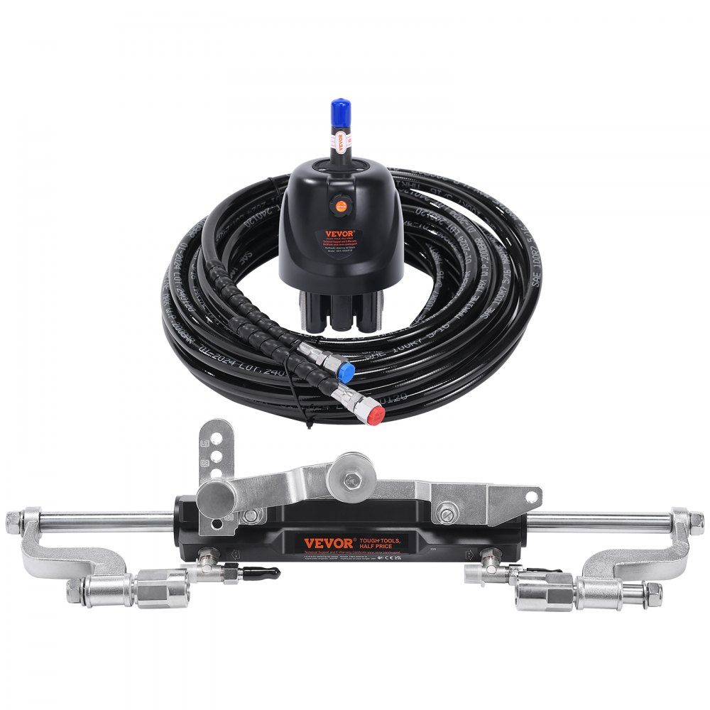Zestaw hydraulicznego układu kierowniczego do silnika zaburtowego Hydrauliczny układ sterowania łodzią morską o mocy 300 KM z pompą sterującą, dwukierunkowym cylindrem blokującym i hydraulicznym wężem sterującym o długości 8 m do łodzi jednostanowiskowych