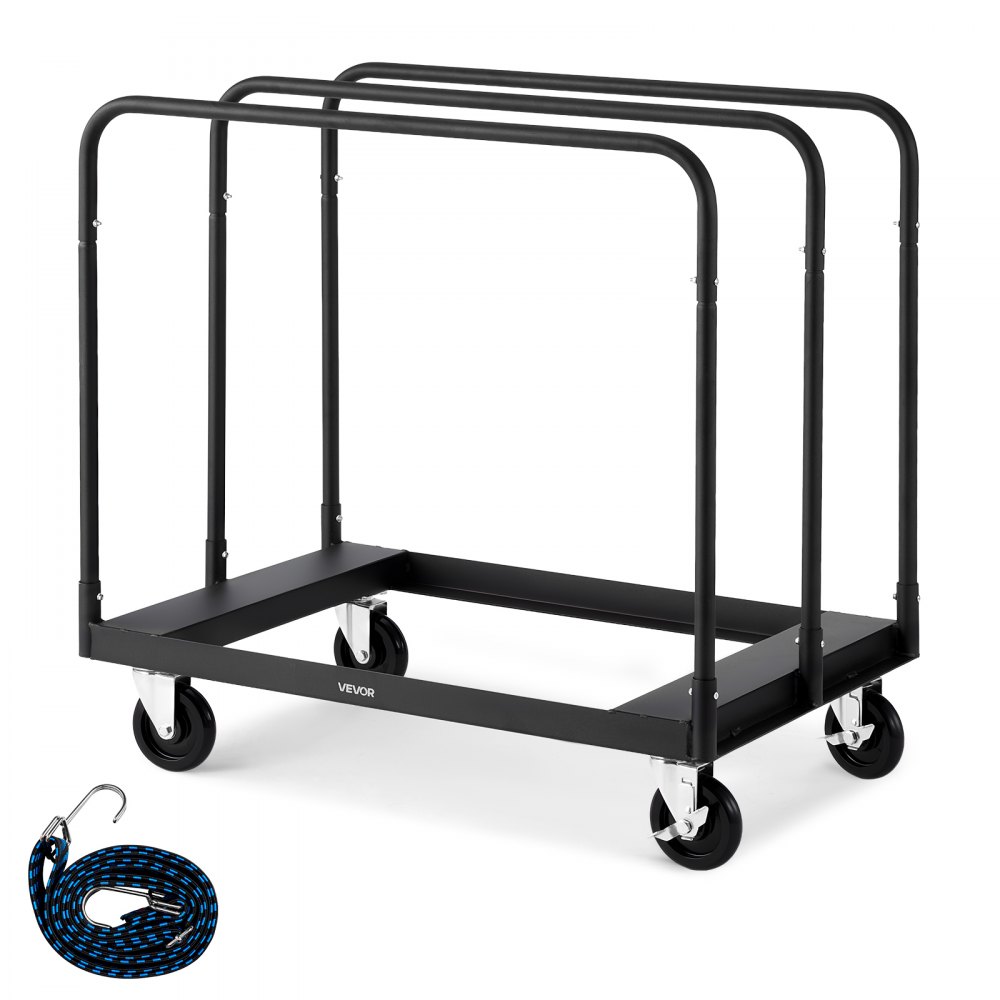 Chariot à assiettes, 816 kg, chariot de transport avec roulettes pivotantes à 360°, chariot à assiettes avec sangle d'arrimage et 3 mains courantes latérales, chariot à assiettes, aide au transport pour usine, entrepôt, garage, noir, 955x610x935 mm Chariot à assiettes, 816 kg, chariot de transport avec roulettes pivotantes à 360°, chariot à assiettes avec sangle d'arrimage et 3 mains courantes latérales, chariot à assiettes, aide au transport pour usine, entrepôt, garage, noir, 955x610x935 mm