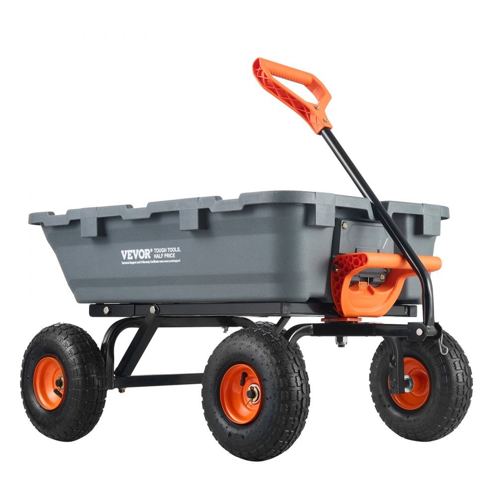 Gartenwagen, Gartenwagen mit einfach zu montierendem Stahlrahmen, Kippwagen mit umwandelbarem 2-in-1-Griff, Mehrzweckschubkarre mit 360 kg Tragfähigkeit, 255 mm Reifen