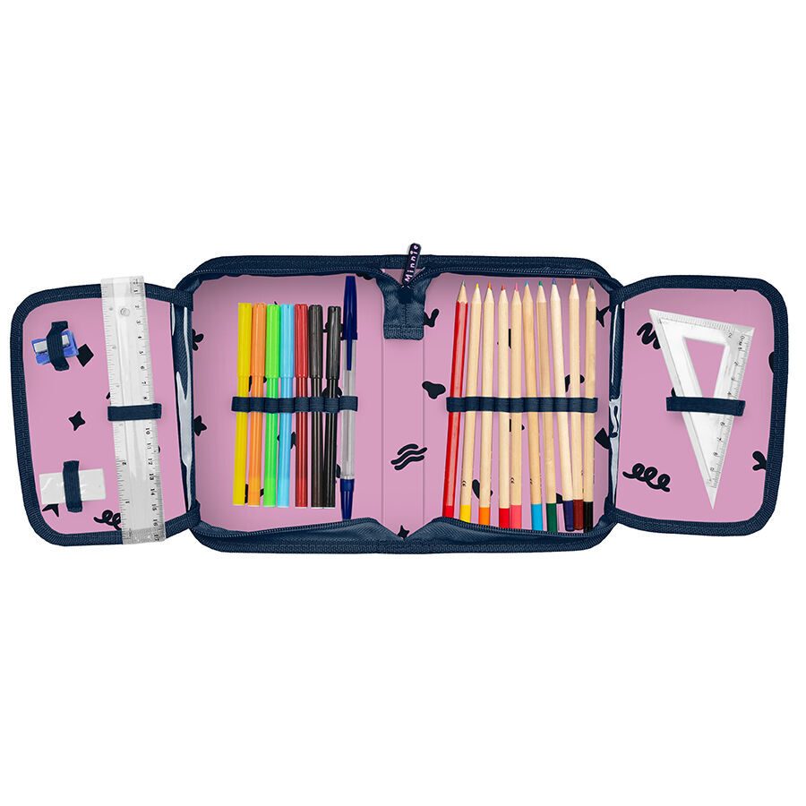 Trousse à crayons Minnie Mouse bleu marine avec accessoires