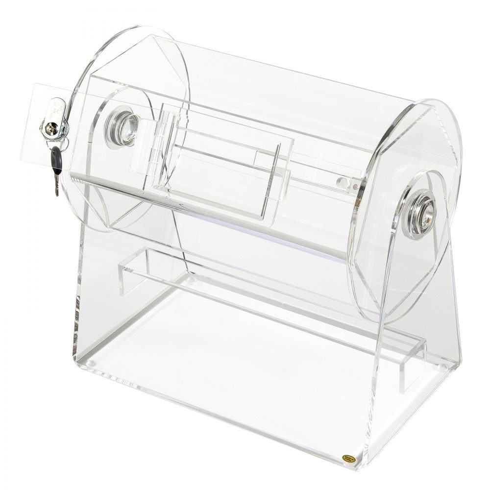 Lotto drum Glückskind 2500 tickets or 100 raffle balls capacity, professional lottery rotating cage with 2 keys, transparent lottery turntable, lottery box for lottery games