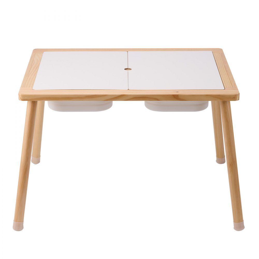 Sensory Table for Toddlers, Activity Table with 3 Foldable Storage Bins and Double Sided Board, Sand and Water Table, Wooden Sensory Table for Kids to Learn Drawing and Eating
