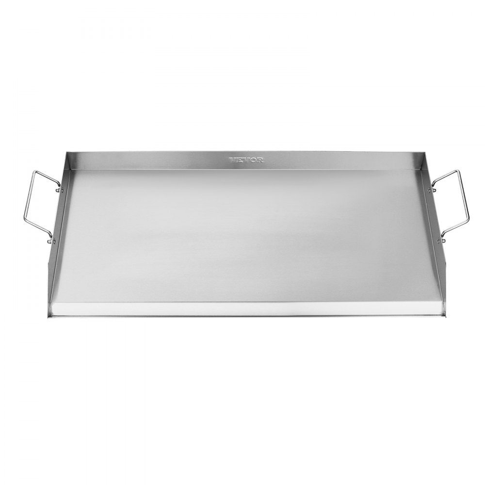 Plaque de gril Poêle à griller Plaque rectangulaire universelle en acier inoxydable (809x370 mm) avec dessus plat, plaque de gril à gaz pour barbecue Teppanyaki, batterie de cuisine familiale portable avec poignée