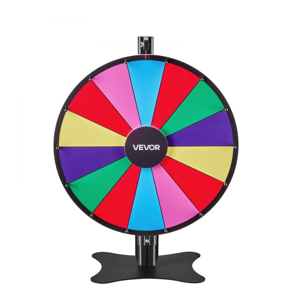 Glücksrad, Spinnrad (61 cm), 14 Fächer, Glücksrad mit Ständer, höhenverstellbar, Lotteriespiele, Gewinnspiel, Roulette, mit Tafelschwamm und 2 Markern, 6 Farben, ideal für Party, Kneipe, Messe