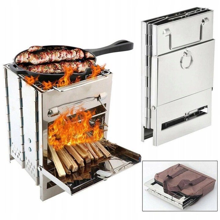 *BEST-SELLER* POÊLE, CAMPING, POÊLE À BOIS, GRIL PLIABLE, BBQ, Pêche, Extérieur, avec sac