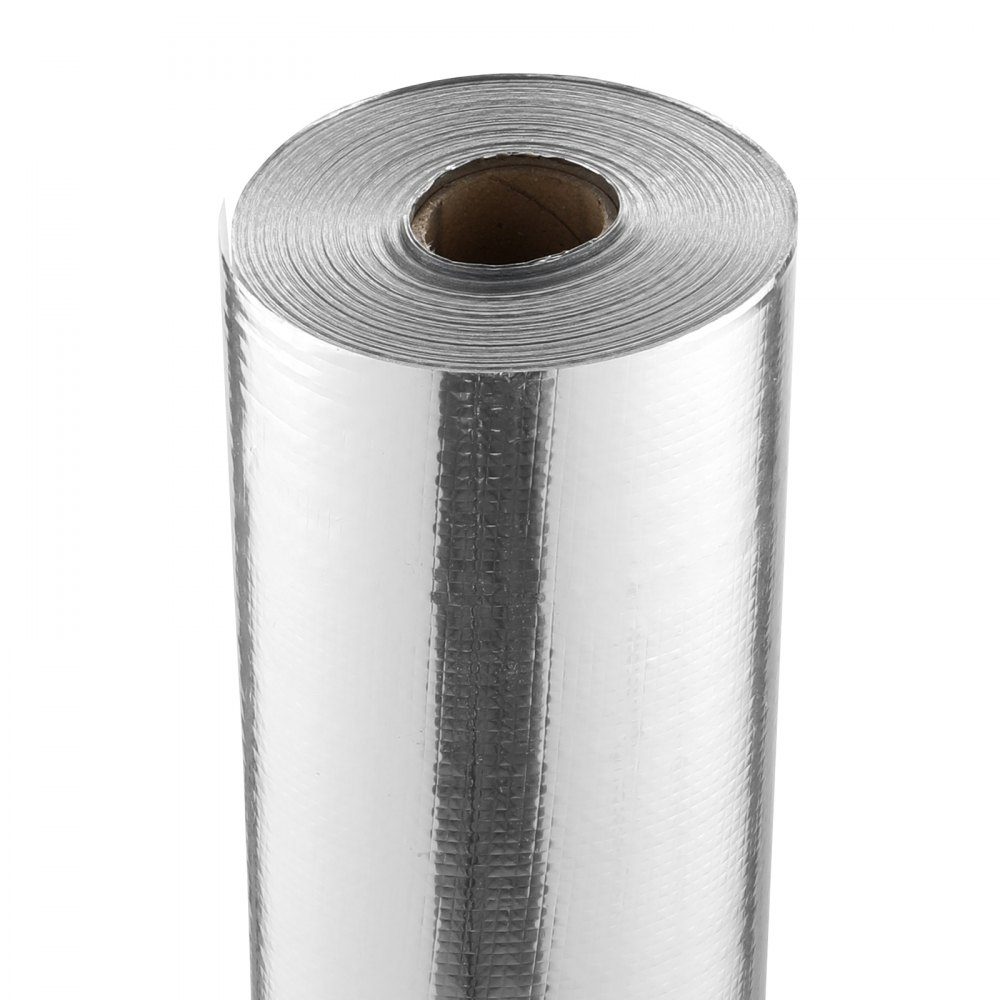 Doppelt reflektierende Isolierrolle, Strahlungsbarriere aus gewebtem Stoff, 6,5 Mil, 48 Zoll x 250 Fuß, wärmereflektierende Abschirmung aus Aluminiumfolie und PE-Gewebe, Wärmedämmrolle für Fenster und Wohnmobildächer