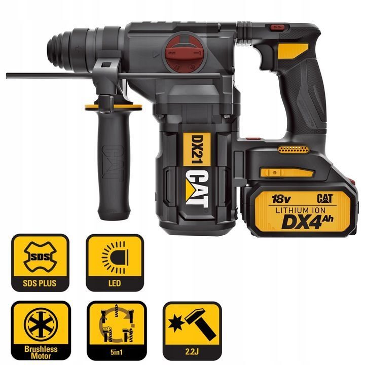 Brushless hammer drill CAT DX21 18V 2x4.0Ah in case