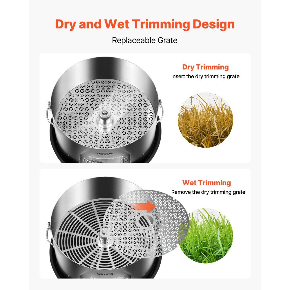 Harvester, 2 in 1 Manual and Electric 370mm Bud Cutter with Stainless Steel Blades, Wet and Dry Hydroponic Cutting Machine with Tray for Plant Buds and Flowers