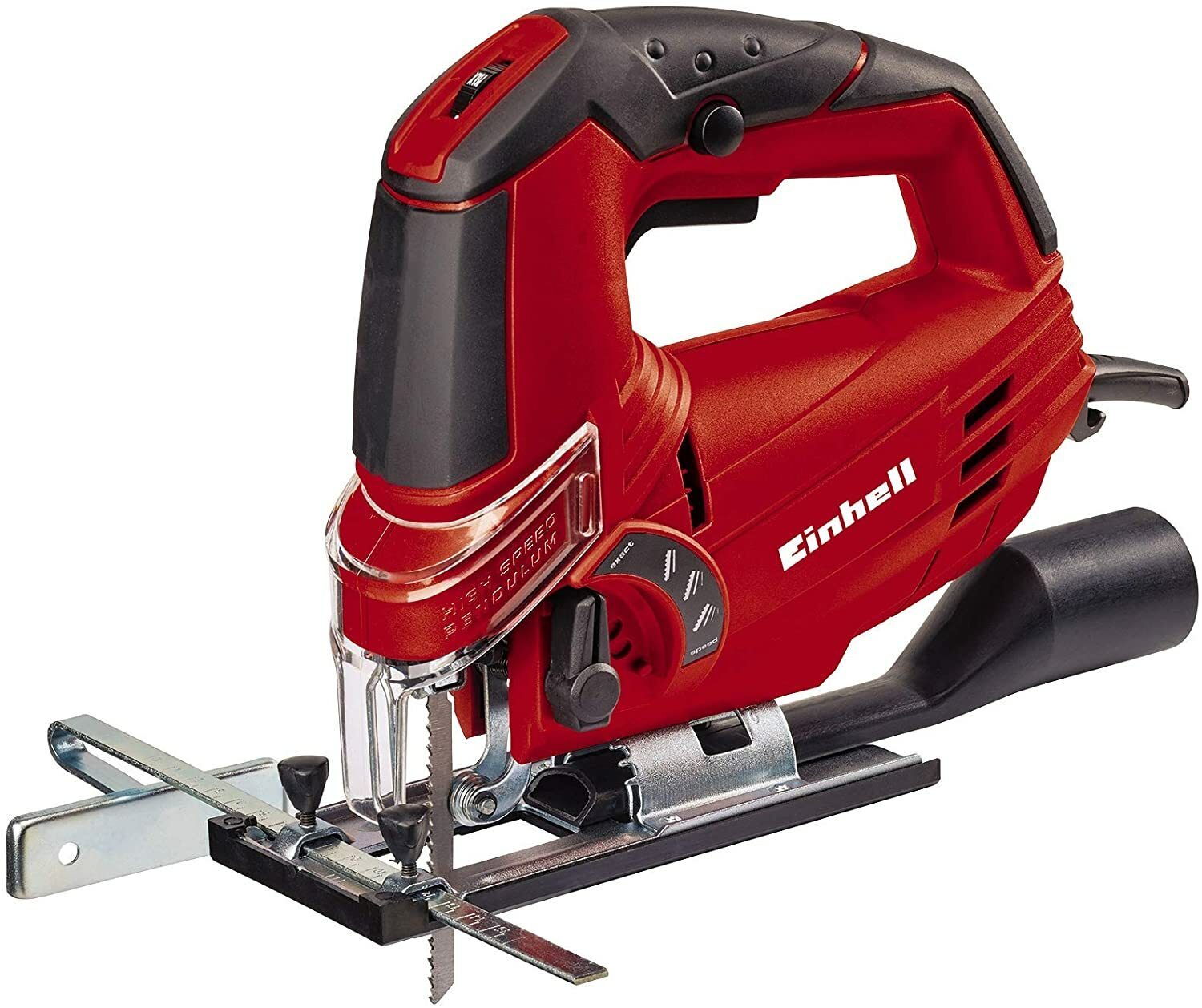 Einhell jigsaw TC-JS 85 (620 W, max. 85 mm, 45° bevel cut, stroke rate control, 4-stage pendulum stroke, suction adapter, rip fence, case)