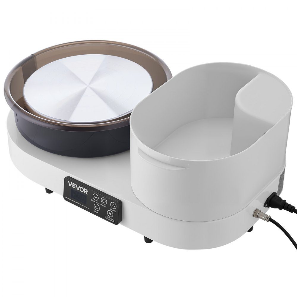 Pottery Wheel Electric 450W Pottery Lathe 28cm Turntable Pottery Machine with Foot Pedal and 30-300RPM Adjustable Speed ​​and Tool Box Ideal for Beginners DIY Clay Art White