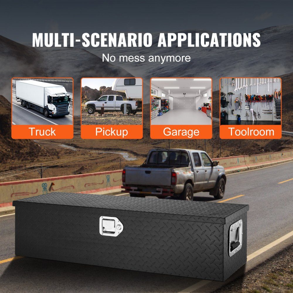 990 x 330 x 254mm Truck Bed Tool Box Lockable 83L Truck Box Tool Box Storage Tool Box 39kg Load Tool Box Organizer for RV Car Black