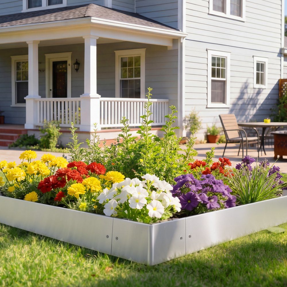 Lawn edging, pack of 10, 100 x 23 cm, bed edging, bed edging made of Corten steel with 11 connecting plates, bed edging, lawn slabs, mowing edge, garden palisade made of metal for flower beds and garden paths