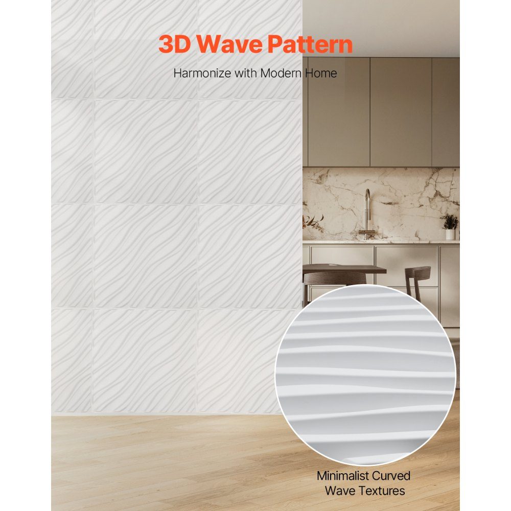 Lot de 12 panneaux muraux 3D en PVC 50 x 50 cm - Panneaux muraux minimalistes modernes - 2,97 m² - Design d'intérieur pour chambre à coucher, salon, salle de jeux - Blanc mat