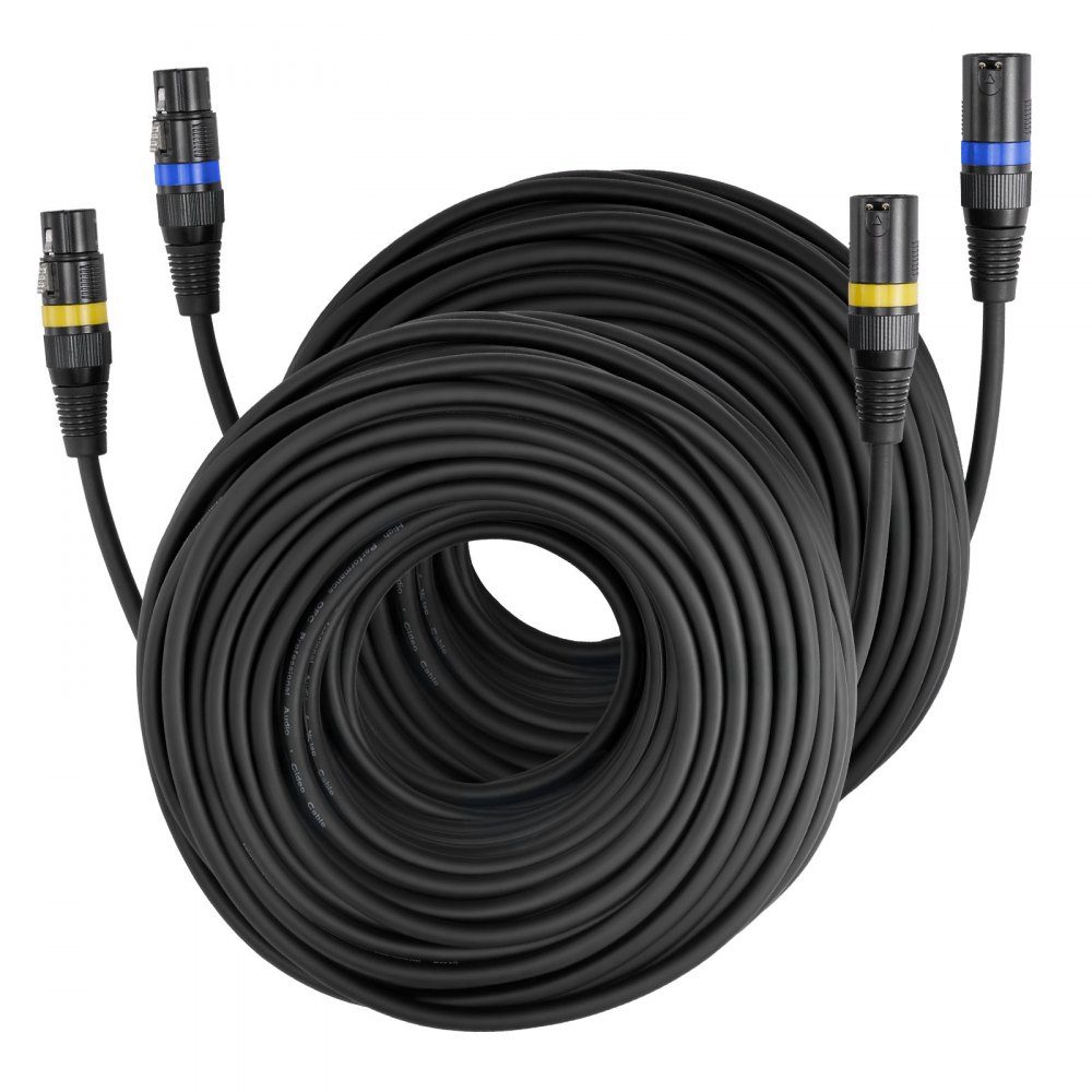 XLR Cable 30.5m 2 Pack Balanced DMX Microphone Cable (Male to Female) Gold Plated 3 Pin XLR Microphone Speaker Cable for Stage Lighting, Microphones, Amplifiers, Mixers