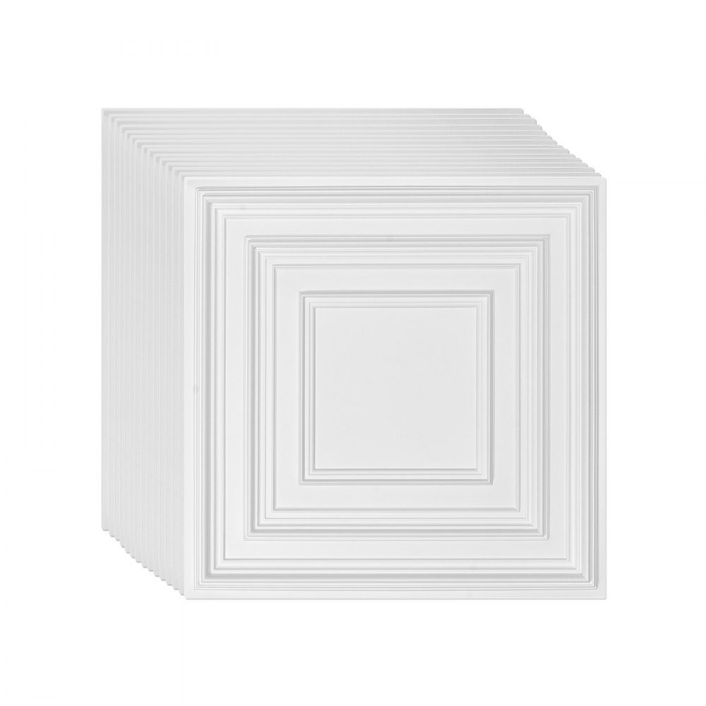 Ceiling Tiles, 12 Pack 24x24 Inch Suspended Ceiling Tiles Made of High Quality PVC Board, Easy Installation/Cutting, Stick-On Plastic Ceiling Tiles, Ceiling Panel for Home/Office Decoration, White Pen Pattern
