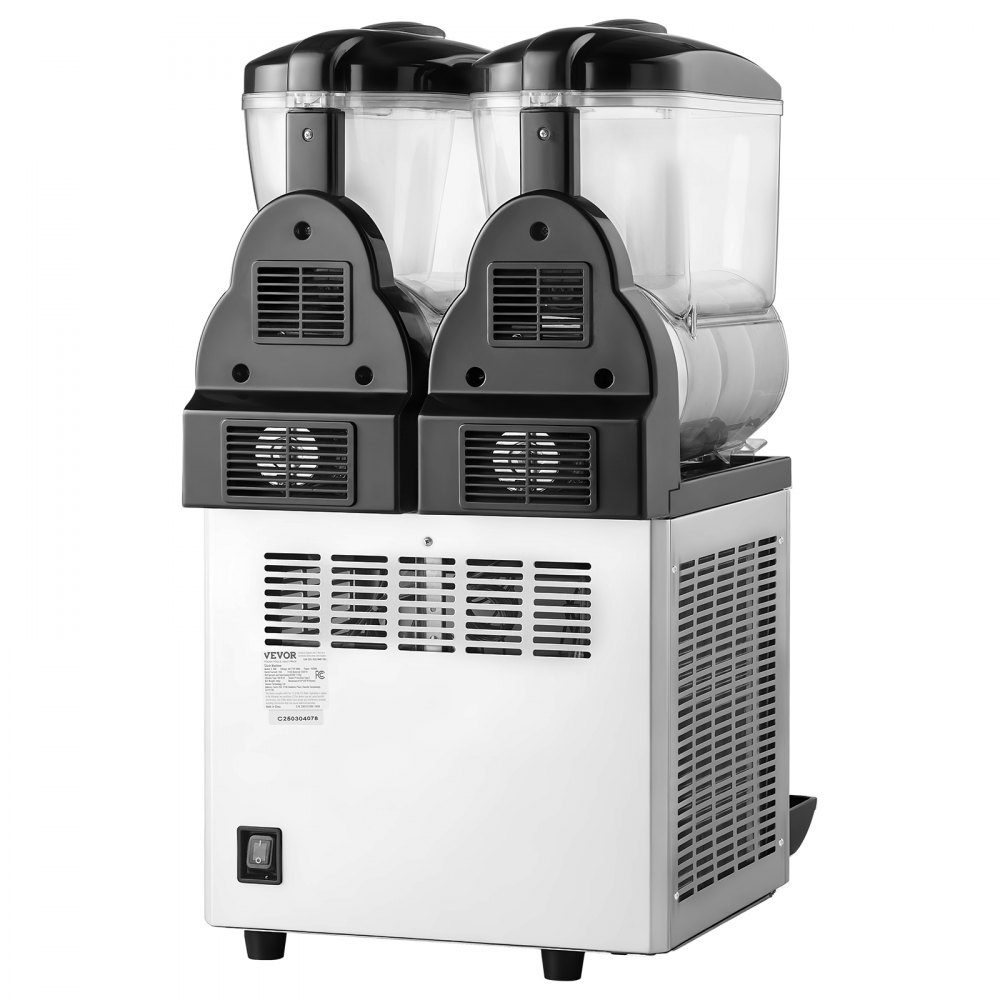Commercial Frozen Drink Maker, 15L x 2 Slush Machine with Two Tanks, 120 Cup Stainless Steel Margarita Smoothie Machine, Slush Maker for Home Party, Restaurants, Cafes, Bars