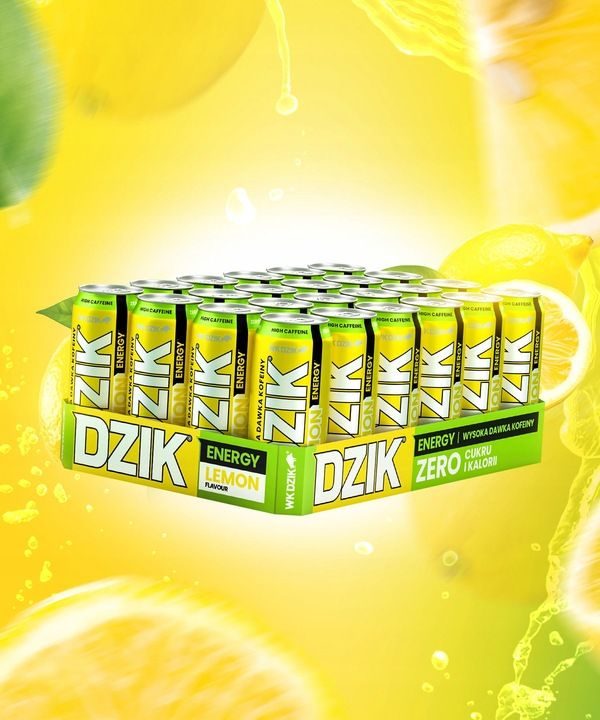 Energetyk Dzik Boisson Énergisante Citron - 500 ml, paquet de 24